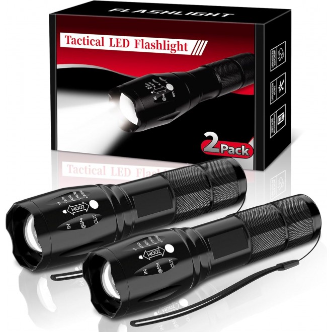 Otium LED Flashlight 2 Pack, Small Flashlights Powerful High Lumens 5 Modes, Waterproof Zoomable Mini Flash Light for Home Emergencies Camping Essentials, Christmas Stocking Stuffers Gifts for Men