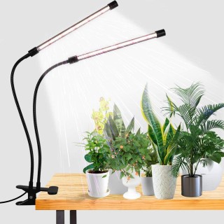 Otium LED Grow Light,6000K Full Spectrum Clip Plant Growing Lamp with White Red LEDs for Indoor Plants,5-Level Dimmable,Auto On Off Timing 4 8 12Hrs