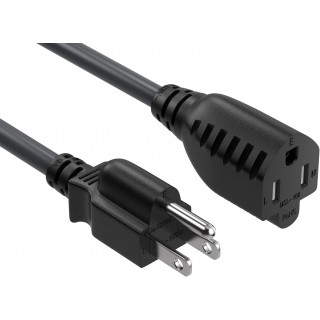 DTECH 6ft Extension Power Cord NEMA 5-15P to NEMA 5-15R 3 Prong Power Cable AC Power Cord, UL Listed, 16AWG