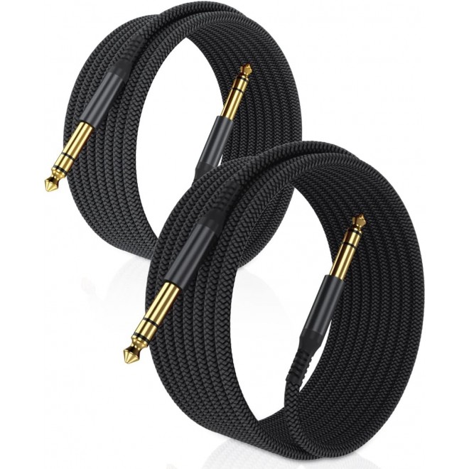 DTECH 6.35mm TRS Instrument Cable 6.6FT 2-Pack,Straight 1/4 Inch Male Jack Stereo Audio Interconnect Cord,6.35 Balanced Lead Line for Electric Guitar,Bass,Keyboard,Mixer,Amplifier,Amp,Speaker DTECH 6.35mm TRS Instrument Cable 6.6FT 2-Pack,Straight 1/4 Inch Male Jack Stereo Audio Interconnect Cord,6.35 Balanced Lead Line for Electric Guitar,Bass,Keyboard,Mixer,Amplifier,Amp,Speaker