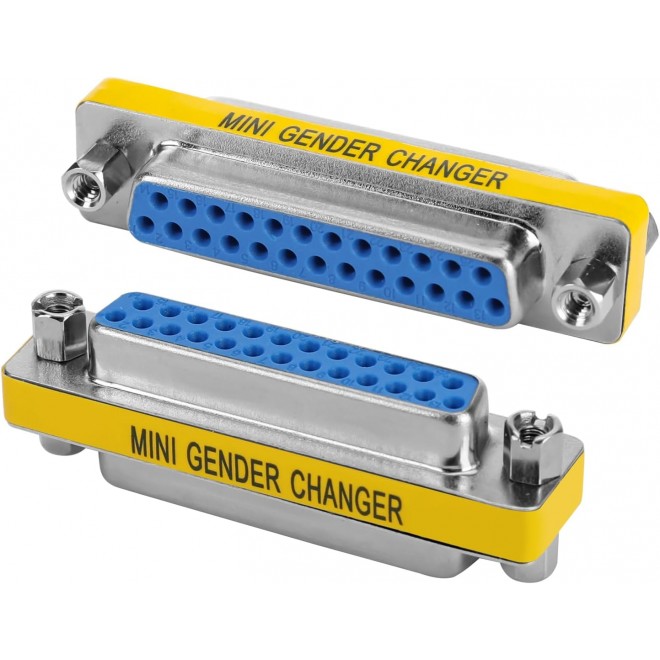 DTECH 2 Pack Gender Changers 25 Pin Female to Female Adapter DB25 Coupler, Data Transfer and Device Connection for RS232 Serial Cables DTECH 2 Pack Gender Changers 25 Pin Female to Female Adapter DB25 Coupler, Data Transfer and Device Connection for RS232 Serial Cables