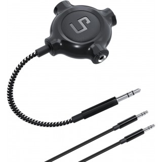 USAMS  Headphone Splitter, Nylon-Braided 3.5mm Audio Stereo Splitter, Male to 3 Female Ports for Tablet, Laptop, PC, Earphone, MP3 Player