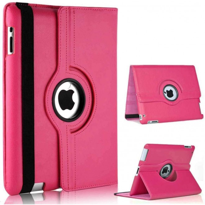 360 rotating 9.7" Colorful Patent PU leather case for Apple Ipad2 Pink