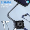 USAMS  Headphone Splitter, Nylon-Braided 3.5mm Audio Stereo Splitter, Male to 3 Female Ports for Tablet, Laptop, PC, Earphone, MP3 Player