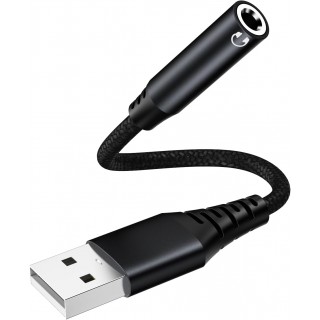 USAMS USB to 3.5mm Jack Audio Adapter,External Sound Card USB-A to Audio Jack Adapter with Aux Stereo Converter Compatible with Headset,PC Windows,Laptop