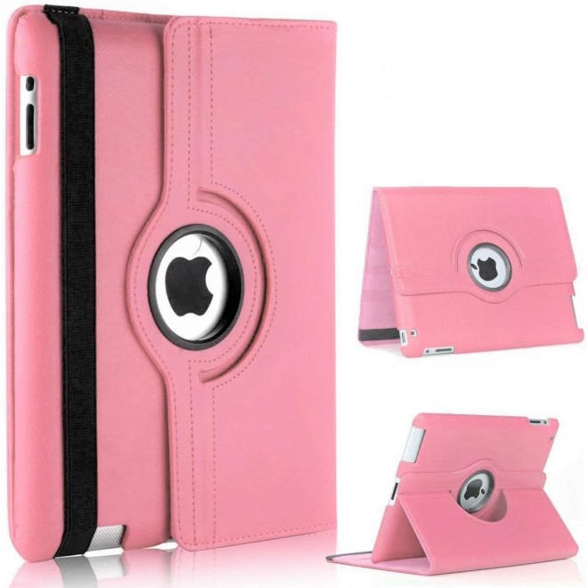360 rotating 9.7" Colorful Patent PU leather case for Apple Ipad2  light Pink
