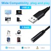 USAMS USB to 3.5mm Jack Audio Adapter,External Sound Card USB-A to Audio Jack Adapter with Aux Stereo Converter Compatible with Headset,PC Windows,Laptop