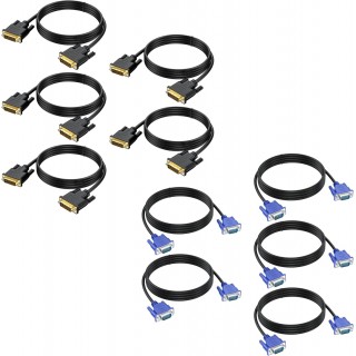 DTECH DVI to DVI Cable Bundle VGA to VGA Cable 6FT/5P Male to Male Support 1080p@60Hz for HDTV,Computer,Laptop,Monitor,Projector DTECH DVI to DVI Cable Bundle VGA to VGA Cable 6FT/5P Male to Male Support 1080p@60Hz for HDTV,Computer,Laptop,Monitor,Projector