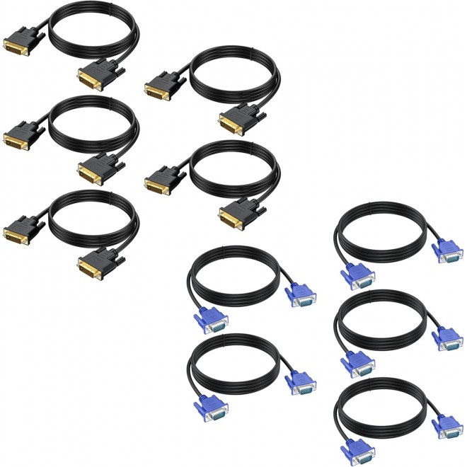 DTECH DVI to DVI Cable Bundle VGA to VGA Cable 6FT/5P Male to Male Support 1080p@60Hz for HDTV,Computer,Laptop,Monitor,Projector DTECH DVI to DVI Cable Bundle VGA to VGA Cable 6FT/5P Male to Male Support 1080p@60Hz for HDTV,Computer,Laptop,Monitor,Projector