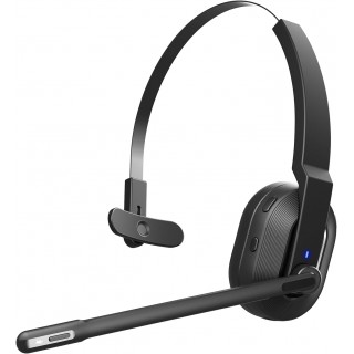 USAMS Trucker Bluetooth Headset, Wireless Headset with Microphone AI Noise Canceling, On Ear Bluetooth Headphone with Mute for Driver Office Call Center Computer Skype 