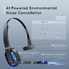 USAMS Trucker Bluetooth Headset, Wireless Headset with Microphone AI Noise Canceling, On Ear Bluetooth Headphone with Mute for Driver Office Call Center Computer Skype 