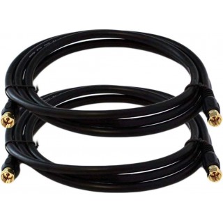 DTECH 6 Feet RG6 Coaxial Patch Cable, 2-Pack with F-Type Screw-on Gold Plated Connectors for Internet, Broadband and Digital TV Aerial, Satellite Cable Extension