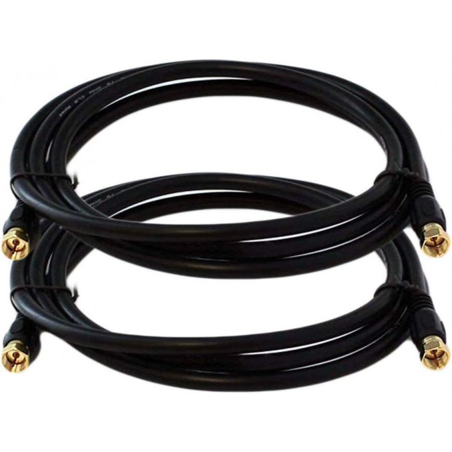 DTECH 6 Feet RG6 Coaxial Patch Cable, 2-Pack with F-Type Screw-on Gold Plated Connectors for Internet, Broadband and Digital TV Aerial, Satellite Cable Extension DTECH 6 Feet RG6 Coaxial Patch Cable, 2-Pack with F-Type Screw-on Gold Plated Connectors for Internet, Broadband and Digital TV Aerial, Satellite Cable Extension