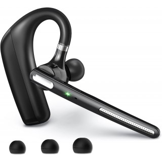 USAMS Bluetooth Headset V5.0, Wireless Bluetooth Earpiece with  Dual Mic Noise Cancelling 110 Hours Talktime for Cell Phone,MIC