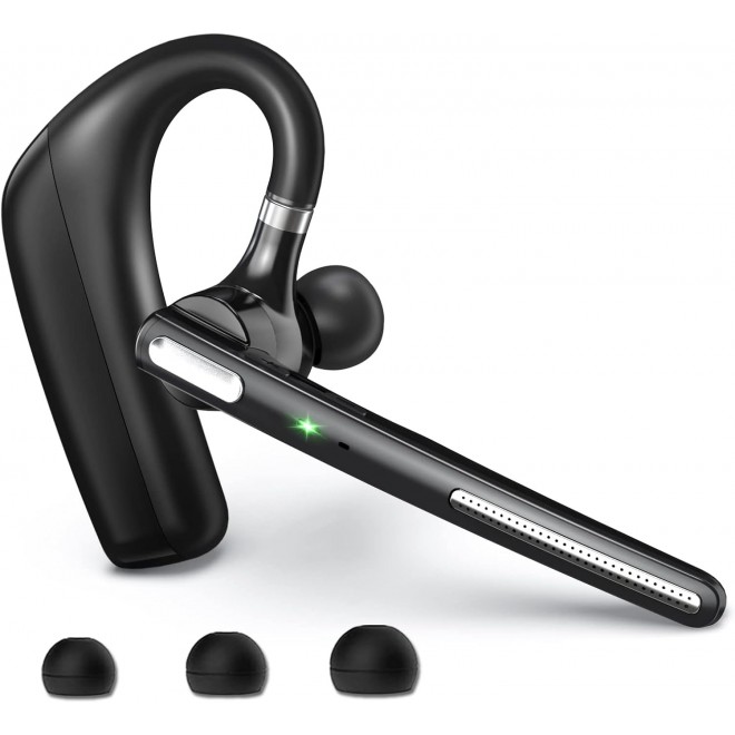 USAMS Bluetooth Headset V5.0, Wireless Bluetooth Earpiece with  Dual Mic Noise Cancelling 110 Hours Talktime for Cell Phone,MIC