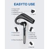 USAMS Bluetooth Headset V5.0, Wireless Bluetooth Earpiece with  Dual Mic Noise Cancelling 110 Hours Talktime for Cell Phone,MIC