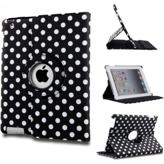 360 rotating 9.7" Colorful Patent PU leather case for Apple Ipad2  Black-white