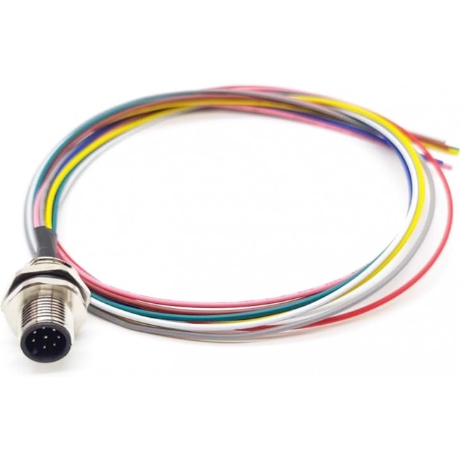 DTECH 1.5FT M12 8 Pin A Code Male Connector Cable, IP67 Waterproof Back Mount Cable UnShielded Straight Aviation Socket Electrical Cable Sensor Receptacle 60V 2A