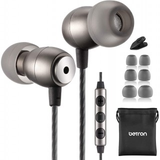 Earphone with Mic and Volume Control, Noise Isolating
