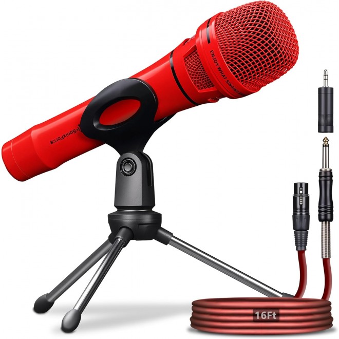 PESKI Handheld Wired Karaoke Microphone, Cardioid Dynamic Vocal Mic with 13.12ft Detachable XLR Audio Cable and ON/Off Switch, for Karaoke Singing Machine, Speakers PESKI Handheld Wired Karaoke Microphone, Cardioid Dynamic Vocal Mic with 13.12ft Detachable XLR Audio Cable and ON/Off Switch, for Karaoke Singing Machine, Speakers