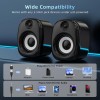 PESKI Computer Speakers for Desktop PC,Desktop Gaming Speakers,Small Computer Speakers USB Powered 3.5mm Aux Speaker for PC,Laptop,Tablet,Monitor,Phone, Black