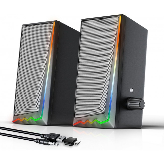 PESKI 60W Computer Speakers for Music and Gaming, Active Bluetooth 5.3, Stereo 2.0 Speakers for Desktop PC or Laptop, 3.5mm Aux RCA Input, USB-Powered, 1 Pair, Black PESKI 60W Computer Speakers for Music and Gaming, Active Bluetooth 5.3, Stereo 2.0 Speakers for Desktop PC or Laptop, 3.5mm Aux RCA Input, USB-Powered, 1 Pair, Black